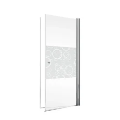 Porte de douche pivotante l.90 x H.192 cm, verre transparent anticalcaire, décor Cercles, profilé chromé, Schulte NewStyle