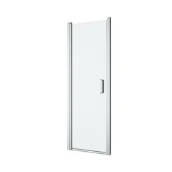 Porte de douche pivotante l.70 x H.195 cm, verre transparent, profilés alu chrome, GoodHome Ledava