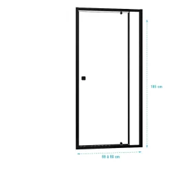 Porte de douche Pivotante Noir 70-80x185cm - Extensible de 69 à 80 cm - BLACK SLIDE 70 80