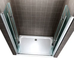 Porte de douche pliante EMMY H.195 largeur réglable 112 à 116 cm verre transparent - Saniverre