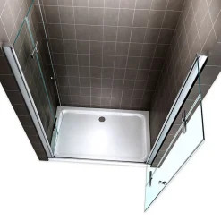 Porte de douche pliante EMMY H.195 largeur réglable 112 à 116 cm verre transparent - Saniverre