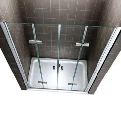 Porte de douche pliante EMMY H.195 largeur réglable 112 à 116 cm verre transparent - Saniverre