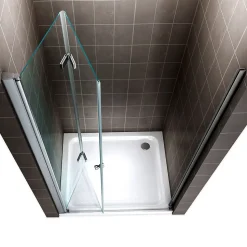 Porte de douche pliante MONA H.195 - largeur réglable de 84 à 88 cm verre transparent - Saniverre
