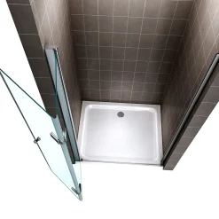 Porte de douche pliante MONA H.195 - largeur réglable de 84 à 88 cm verre transparent - Saniverre