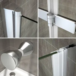 Porte de douche pliante MONA H.195 - largeur réglable de 84 à 88 cm verre transparent - Saniverre