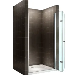 Porte de douche pliante MONA H.195 - largeur réglable de 76 à 80 cm verre transparent - Saniverre