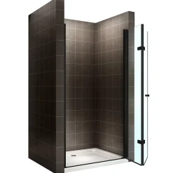 Porte de douche pliante MONABLACK H.195 largeur réglable 100 à 104 cm verre transparent - Saniverre