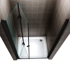 Porte de douche pliante MONABLACK H.195 largeur réglable 100 à 104 cm verre transparent - Saniverre