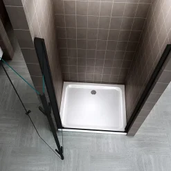 Porte de douche pliante MONABLACK H.195 largeur réglable 100 à 104 cm verre transparent - Saniverre