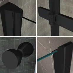Porte de douche pliante MONABLACK H.195 largeur réglable 96 à 100 cm verre transparent - Saniverre
