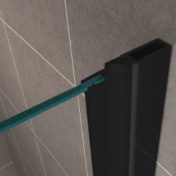 Porte de douche pliante MONABLACK H.195 largeur réglable 96 à 100 cm verre transparent - Saniverre
