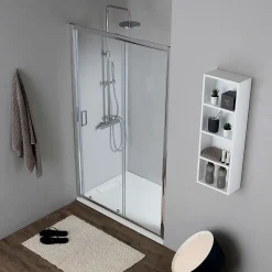 Porte de douche pour niche 130 cm verre clair réversible - new giada