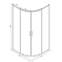 Porte De Douche Semi-Circulaire Avec Profilés Blancs 80X80 Cm - Venere