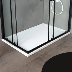 Porte De Douche 80X100 H 190 Profilé Noir Mat Verre Clair - City
