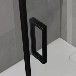 Porte De Douche 80X100 H 190 Profilé Noir Mat Verre Clair - City