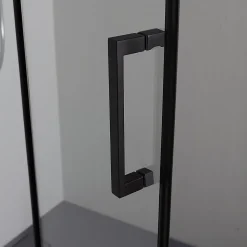 Porte De Douche 80X100 Noire Mate Réversible Avec Deux Portes Battantes En Verre - London