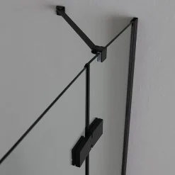 Porte De Douche 80X100 Noire Mate Réversible Avec Deux Portes Battantes En Verre - London