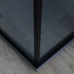 Porte De Douche 80X100 Noire Mate Réversible Avec Deux Portes Battantes En Verre - London