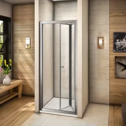 Porte de douche 80x185cm en verre trempé porte de douche pliante vers l'intérieur installation en niche
