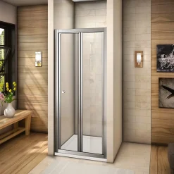 Porte de douche 100x185cm en verre trempé porte de douche pliante vers l'intérieur installation en niche