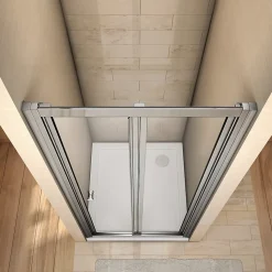 Porte de douche 100x185cm en verre trempé porte de douche pliante vers l'intérieur installation en niche