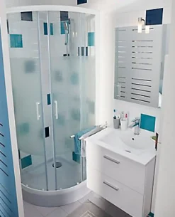 Portes de douche angle circulaire Cooke & Lewis Onega sérigraphié 80 x 80 cm