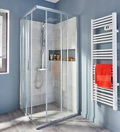 Portes de douche angle droit Cooke & Lewis Onega transparent 90 x 90 cm