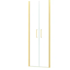 Portes de douche battantes 80 x 200 cm, profilés doré brossé, Galedo Saloon
