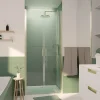 Portes de douche battantes 90 x 200 cm, profilés doré brossé, Galedo Saloon