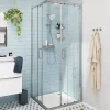 Portes de douche coulissantes accès d'angle l.90 x L.90 x H.195 cm, verre transparent, profilés alu chrome, GoodHome Ledava