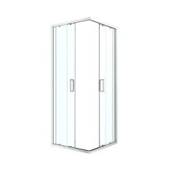 Portes de douche coulissantes accès d'angle l.90 x L.90 x H.195 cm, verre transparent, profilés alu chrome, GoodHome Ledava