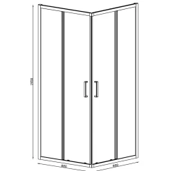 Portes de douche coulissantes accès d'angle l.90 x L.90 x H.195 cm, verre transparent, profilés alu chrome, GoodHome Ledava
