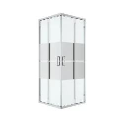 Portes de douche coulissantes accès d'angle l.80 x L.80 x H.195 cm, bandes miroir, profilés alu chrome, GoodHome Ledava