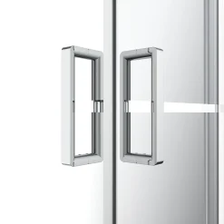 Portes de douche coulissantes accès d'angle l.80 x L.80 x H.195 cm, bandes miroir, profilés alu chrome, GoodHome Ledava