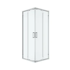 Portes de douche coulissantes accès d'angle l.80 x L.80 x H.195 cm, verre transparent, profilés alu chrome, GoodHome Ledava