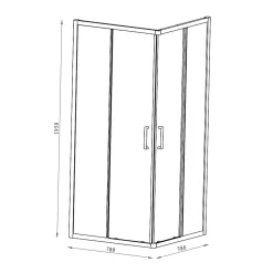 Portes de douche coulissantes accès d'angle l.80 x L.80 x H.195 cm, verre transparent, profilés alu chrome, GoodHome Ledava