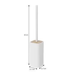 Pot à balai WC en céramique et bambou, blanc, GoodHome Cervia