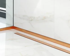 Profil de douche Ilcom en acier inoxydable Cuivre satiné - 12mm x 1300mm x 0,65 ep.