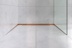 Profil de douche Ilcom en acier inoxydable Cuivre satiné - 12mm x 1300mm x 0,65 ep.