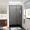 PURA Porte de douche 100x195cm coulissante anticalcaire avec profilés Noir mat (CERAHP100BGG)