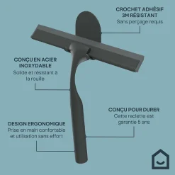 Raclette de douche + support noir Cavally GoodHome