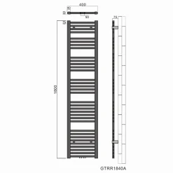 Radiateur à eau chaude SIRHONA Salle de bain Sèche-serviettes 1800x400x30mm - Vertical -Gris