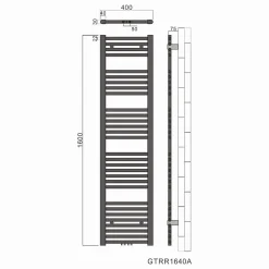 Radiateur à eau chaude SIRHONA Salle de bain Sèche-serviettes 1600x400x30mm - Vertical - Gris