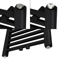 Radiateur de Salle de Bain Design Sahara, 500 x 1500 mm, Noir Mat, Forme Droit avec Connexion Central, sans Kit de Raccordement