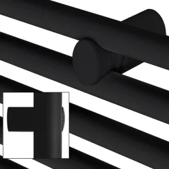 Radiateur de Salle de Bain Design Sahara, 500 x 1500 mm, Noir Mat, Forme Droit avec Connexion Central, sans Kit de Raccordement