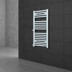 Radiateur de Salle de Bain, 600 x 1200 mm, en Acier, Blanc, Forme Droite