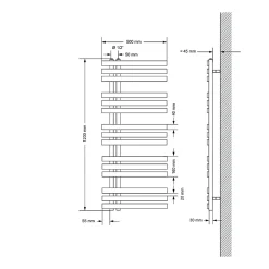 Radiateur de Salle de Bain Design Iron EM, 500 x 1200 mm, Anthracite, en Acier Revêtu par Poudre