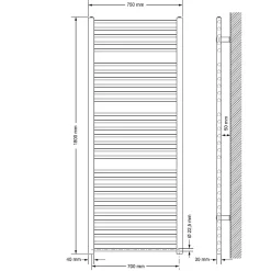 Radiateur Electrique Sahara 750x1800mm, Anthracite