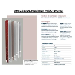 Radiateur electrique 800W vertical 180x40 cm resine aspect ardoise gris clair
