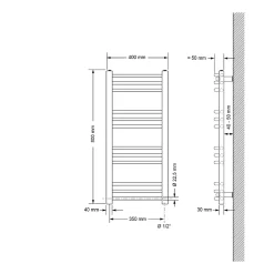 Radiateur Sahara avec Element Chauffant Electrique 300W - 400x800 mm